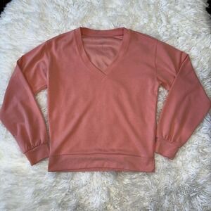 Athleta Peach Long Sleeve V Neck Shirt Extra Small Casual/ Workout Wear